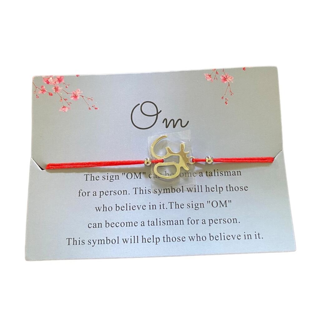 OM Silver Red Cord Bracelet OS NEW